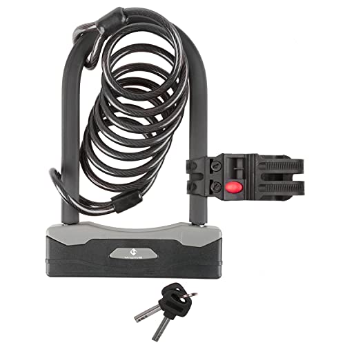 M-Wave Bügelschloss Mit Spiralkabel, Optimale Sicherung Des Fahrrads B und S, schwarz/grau, 12340251 M-Wave Bügelschloss Mit Spiralkabel, Optimale Sicherung Des Fahrrads B und S, schwarz/grau, 12340251 von M-Wave