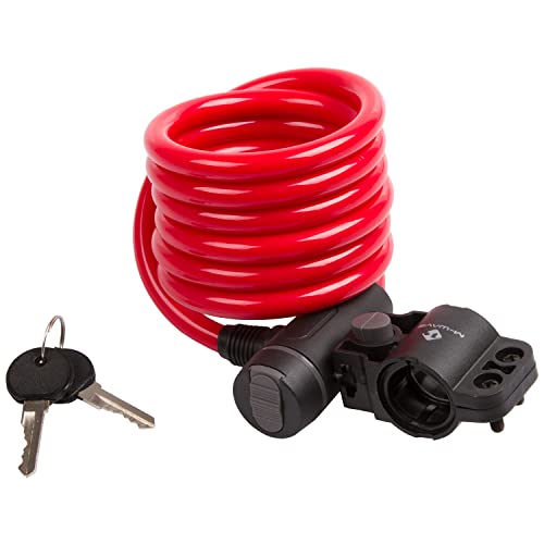 M-Wave Autom.-Spiralkabelschloß 1800 x 10 mm rot mit Clip-on-Halter für Sattelstütze mit Staubschutzkappe auf Karte M-Wave Autom.-Spiralkabelschloß 1800 x 10 mm rot mit Clip-on-Halter für Sattelstütze mit Staubschutzkappe auf Karte von M-Wave