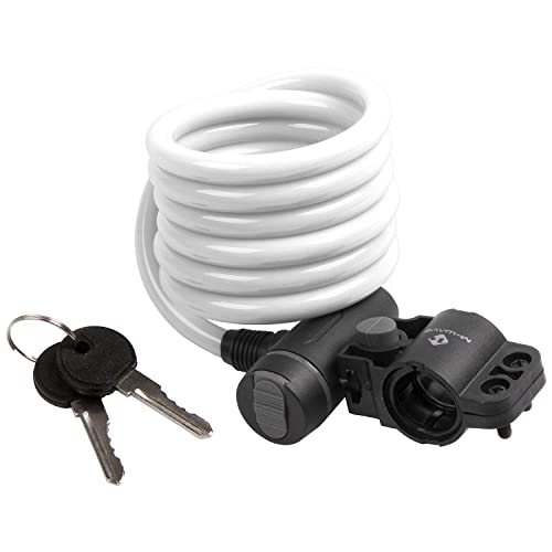M-Wave Autom.-Spiralkabelschloß 1800 x 10 mm weiß mit Clip-on-Halter für Sattelstütze mit Staubschutzkappe auf Karte M-Wave Autom.-Spiralkabelschloß 1800 x 10 mm weiß mit Clip-on-Halter für Sattelstütze mit Staubschutzkappe auf Karte von M-Wave