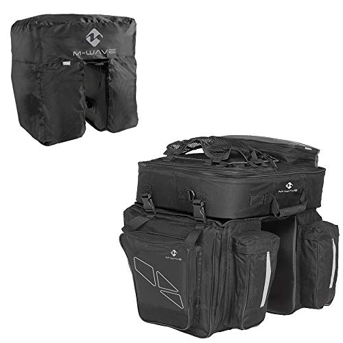 M-Wave Unisex – Erwachsene Amsterdam Triple Gepäckträgertasche inkl. Regenhaube, schwarz von M-Wave