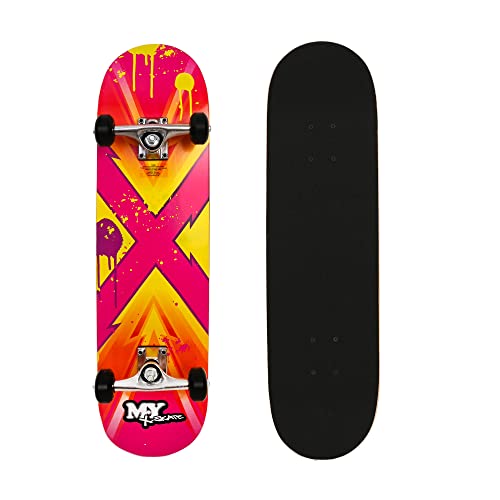 M.Y X-Skate Sunset Complete Skateboard 31" Double Kick Beginner Skateboard for Kids Teenagers & Adults 7 Ply Maple Deck ABEC 7 Bearings for Tricks and Skateparks von M.Y