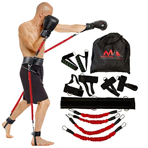 Boxbänder, Boxwiderstandsbänder, Ganzkörper-Widerstandsband, MMA-Trainingsgeräte, Boxausrüstung, Punching-Bänder, 68 kg Bänder für Heim-Fitness-Workout, Punching-Widerstandsbänder (Rot) von MA MARTIAL ARTS STYLE