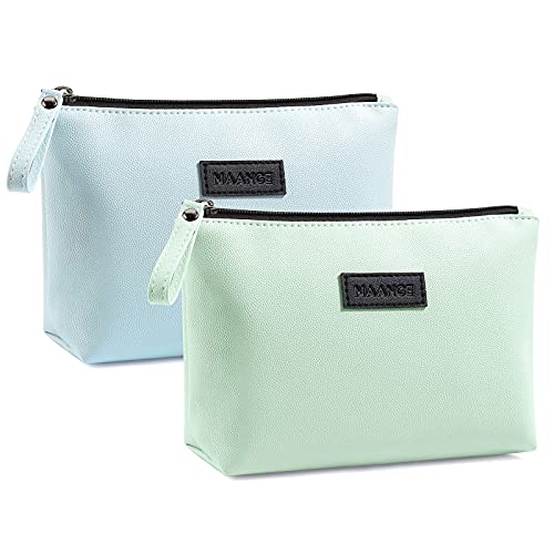 Kleine Kosmetiktasche MAANGE 2 Pcs Kleine Make up Tasche Tragbare Schminktasche wasserdichte PU Leder Make up Tasche mit Griff Vielseitige Reißverschlusstasche für Frauen (Grün + Blau) Kleine Kosmetiktasche MAANGE 2 Pcs Kleine Make up Tasche Tragbare Schminktasche wasserdichte PU Leder Make up Tasche mit Griff Vielseitige Reißverschlusstasche für Frauen (Grün + Blau) von MAANGE