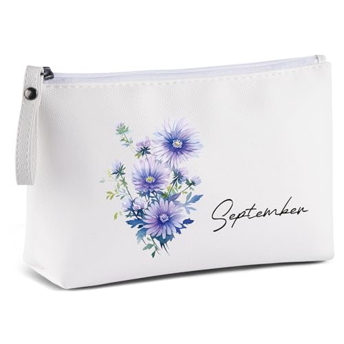 MAANGE Kleine Kosmetiktasche Tragbare Reise Schminktasche wasserdichte PU Leder Make up Tasche mit Griff Niedliche Vielseitige Reißverschlusstasche für Frauen-September MAANGE Kleine Kosmetiktasche Tragbare Reise Schminktasche wasserdichte PU Leder Make up Tasche mit Griff Niedliche Vielseitige Reißverschlusstasche für Frauen-September von MAANGE