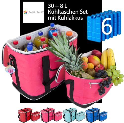 30L + 8L Set Kühltaschen Ibiza mit 6 Kühlakkus, Große + Kleine Faltbare Tasche Thermo isoliert für Lunch, Picknik, Reisen, Mittagessen, Büro, Arbeit, Schule 30L + 8L Set Kühltaschen Ibiza mit 6 Kühlakkus, Große + Kleine Faltbare Tasche Thermo isoliert für Lunch, Picknik, Reisen, Mittagessen, Büro, Arbeit, Schule von MABAMAHO