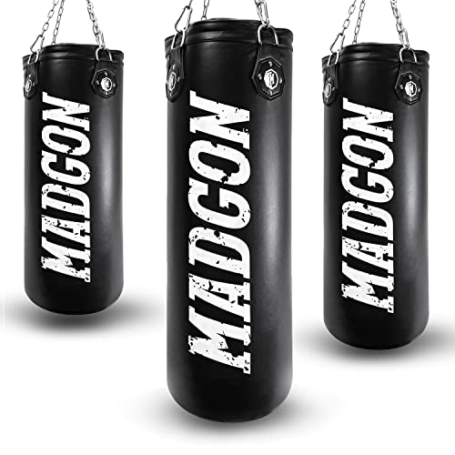 MADGON Boxsack gefüllt & ungefüllt 80/120/150cm Höhe. Sandsack mit optimaler Schlagdämpfung für sicheres Training. Punch Bag mit Langer Haltbarkeit für Erwachsene & Jugendliche. Mit Kette + Karabiner MADGON Boxsack gefüllt & ungefüllt 80/120/150cm Höhe. Sandsack mit optimaler Schlagdämpfung für sicheres Training. Punch Bag mit Langer Haltbarkeit für Erwachsene & Jugendliche. Mit Kette + Karabiner von MADGON