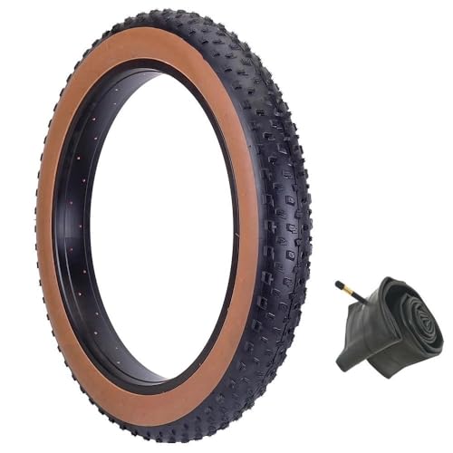 Reifen 20 x 4.0 + Schläuche für Fat Bike E-Bike Gummi 20 Zoll (50,8 cm) mit Dübeln für Mountainbike, Elektrofahrrad, schwarz/steif 20 x 4.0 (100-406) braunes Band von MADICKS