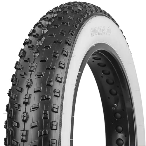 Reifen 20 x 4.0 X FAT BIKE E-BIKE GUMMI 20 ZOLL Reifen MTB Elektrofahrrad Weiß / Schwarz starr 20 x 4.0 (100-406) weißes Band von MADICKS