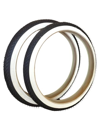 Reifenpaar 20 x 1,75 Weiß/Schwarz für Fahrrad 20 Zoll (50,8 cm) Fahrradreifen aus Gummi von MADICKS