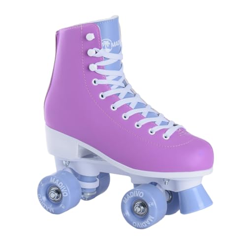 MADIVO Pastel Damen Klassische Retro Rollschuhe | ABEC-7 Kugellager | Mädchen Roller Skates Inliner Inlineskates | Violett/Pink | Gr. 35, 36, 37, 38, 39, 40, 41 von MADIVO