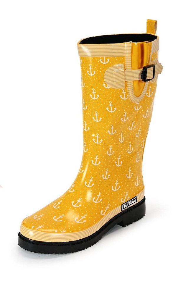 MADSea Anchor High Gummistiefel in gelb mit Ankerdruck und rutschfester Profisohle von MADSea