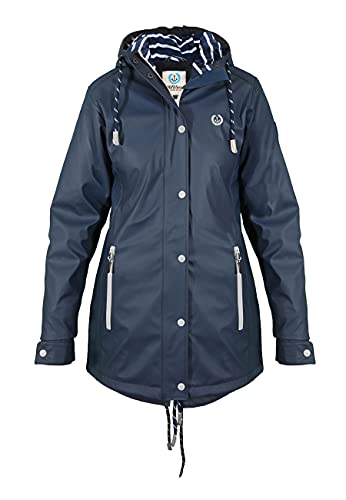 MADSea Damen Regenmantel Friesennerz 620 | halblanger wasserdichter Regenparka | winddicht mit maritimen, weiß/blauen Innenfutter, Navy, Größe:40 von MADSea