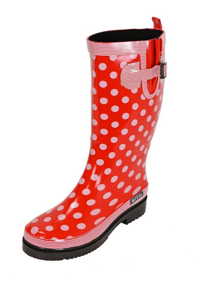MADSea Ocean High Gummistiefel mit weißen Punkten und seitlicher Zierschnalle MADSea Ocean High Gummistiefel mit weißen Punkten und seitlicher Zierschnalle von MADSea