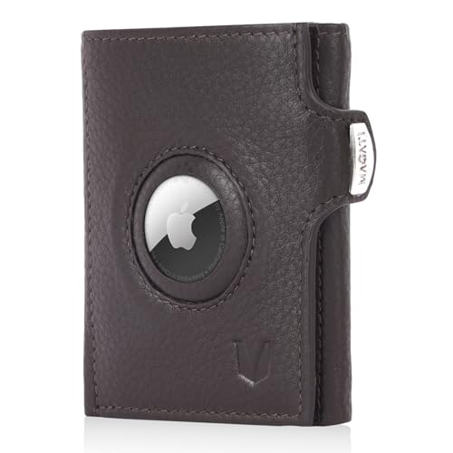 MAGATI Slim Wallet mit AirTag Hülle, Münzfach, RFID-Schutz - für Damen sowie Herren - il Santo Kartenetui - Kartenhalter Einkaufswagenchip-Fach Portemonnaie, Espresso-Orange von MAGATI