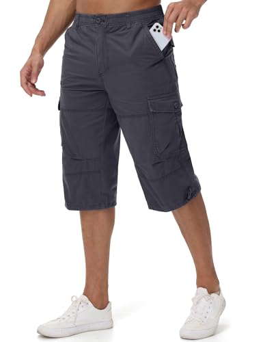 MAGCOMSEN 3/4 Hose Herren Sommer Wanderhose Bermuda Shorts für Männer Outdoor Sporthose Capri Casual Arbeitshose mit Elastischer Taille Grau 32 MAGCOMSEN 3/4 Hose Herren Sommer Wanderhose Bermuda Shorts für Männer Outdoor Sporthose Capri Casual Arbeitshose mit Elastischer Taille Grau 32 von MAGCOMSEN