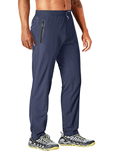 MAGCOMSEN Herren Lange Jogginghose Sommer Casual Freizeithose für Herren Outdoor Schnelltrocknend Sporthose Atmungsaktiv Wanderhose mit Zip Taschen Dunkelblau, 32 von MAGCOMSEN