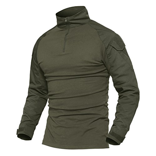 MAGCOMSEN Tactical Shirt Herren Langarm Combatshirt Taktischer Pullover Männer Outdoor Kampfshirt Bundeswehr Hemd Atmungsaktiv 1/2 Reißverschluss Airsoft Shirt Armee Grün M von MAGCOMSEN