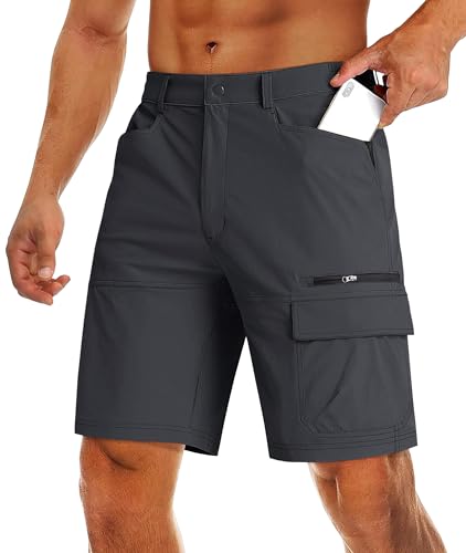 MAGCOMSEN Herren Outdoor Trekkinghose Sommer Training Shorts für Männer Schnelltrocknend Cargo Hosen Kurz Leicht Jagd Shorts Elastisch für Sport Dunkelgrau 30 von MAGCOMSEN