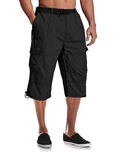 MAGCOMSEN Kurze Hose Herren Outdoor Freizeitshort Sommer Bermuda Short Atmungsaktiv Cargohose Dreiviertel Outdoorhosen, Schwarz, 34 von MAGCOMSEN