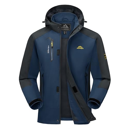 MAGCOMSEN Leichte Regenjacke Herren Atmungsaktiv Fahrradjacke Sommer Trekking Jacke Wasserdicht Softshelljacke mit Kapuze, Dunkelblau L MAGCOMSEN Leichte Regenjacke Herren Atmungsaktiv Fahrradjacke Sommer Trekking Jacke Wasserdicht Softshelljacke mit Kapuze, Dunkelblau L von MAGCOMSEN