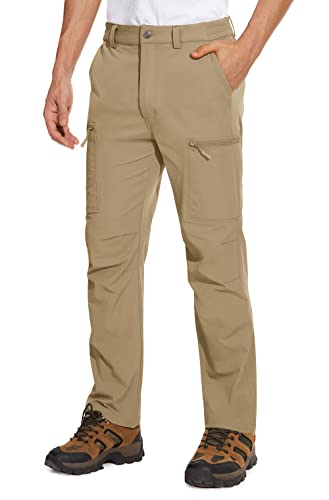 MAGCOMSEN Outdoorhose Herren Wasserdicht Wanderhose Leicht Cargo Hose Quick Dry Jagdhose Herren Trekking Camping Funktionshose Stretch Ripstop Klettern Hosen mit 5 Taschen Khaki 32 von MAGCOMSEN