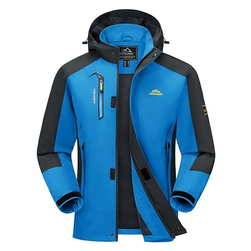 MAGCOMSEN Übergangsjacke Herren Frühling Wanderjacke Wasserabweisende Jacke Arbeit Regenjacke Dünn Leicht Outdoorjacke Funktionsjacke, Blau XXL von MAGCOMSEN