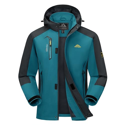 MAGCOMSEN Wanderjacke Herren Wasserdicht Atmungsaktiv Windjacke Regen Arbeitsjacke Outdoor Segeljacke Übergang Funktionsjacke, Seeblau M von MAGCOMSEN