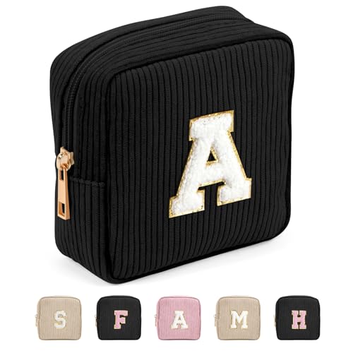 Personalisierte Letter Cord Make up Tasche MAGEFY Kleine Kosmetiktasche für Handtasche Reise Mini Schminktasche für Frauen, Schwarz-A Personalisierte Letter Cord Make up Tasche MAGEFY Kleine Kosmetiktasche für Handtasche Reise Mini Schminktasche für Frauen, Schwarz-A von MAGEFY