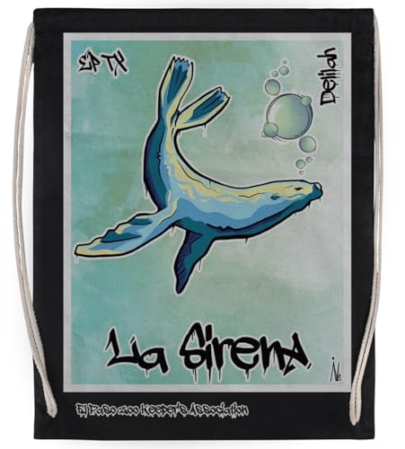 La Sirena The Mermaid Unisex-Sporttasche, Schwarzer Turnbeutel von MAGITONE