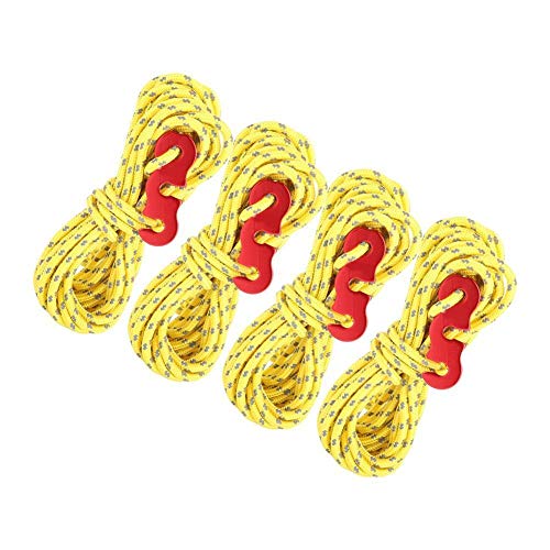 MAGT 4 Teile/Satz Reflektierende Zelt Wind Seil Camping String Guy Line Mit S-Ring Schnalle Haken (Schwarz) (Farbe : Yellow) von MAGT