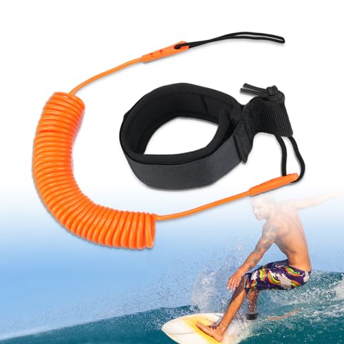 MAJOYLIFE 10 ft Surf Leash,Einziehbare SUP Surfboard Leash,Surfbrett Safety Sicherheitsfußseil for Stand Up Paddle Board (Orange) von MAJOYLIFE