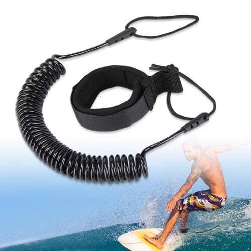 MAJOYLIFE 10 ft Surf Leash,Einziehbare SUP Surfboard Leash,Surfbrett Safety Sicherheitsfußseil for Stand Up Paddle Board (Schwarz) von MAJOYLIFE