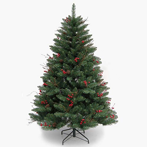 Bäume, abgestorbene Zweige, rote Früchte, hängende Zweige, dekorativ, künstliche Weihnachtsbäume aus PVC mit spitzen Blättern und Metallklammern (Farbe: Grün, Größe: 150 cm (59 Zoll)) Atmosphere von MAKAFDGAS