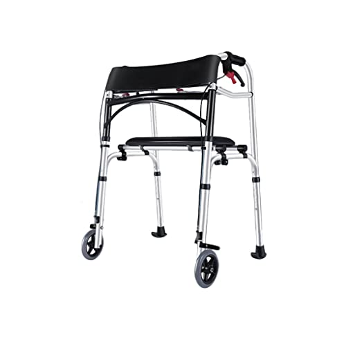 Gehgestell, Leichtgewicht, Rollstuhl, Mobilitätshilfen, Rollator, Gehhilfe mit Sitz, Gehhilfe aus Aluminiumlegierung, 79–86 cm höhenverstellbar, zusammenklappbares Gehgestell mit Rädern – nur 8,5 von MAKAFDGAS