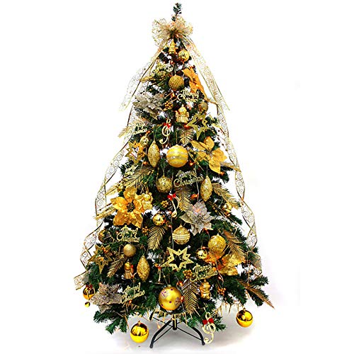 Künstlicher Weihnachtsbaum aus PVC für den Innenbereich, mit Ornamenten, vordekorierter Weihnachtsbaum, Metallständer, leicht, einfache Montage, für die Heimdekoration, A, 180 cm (6 Fuß) Atmosphere von MAKAFDGAS