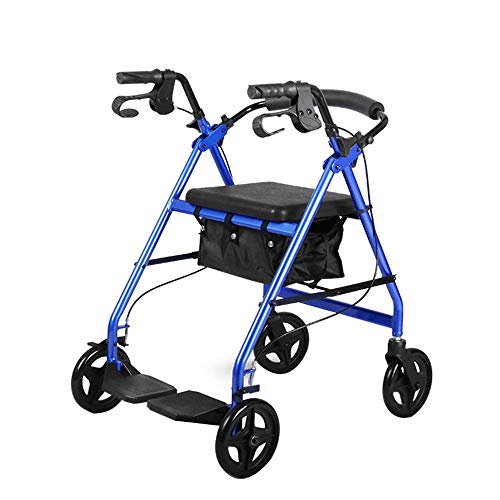 MAKAFDGAS 8-Zoll-Räder Robuste Aluminium-Gehhilfe Rückenlehne/Sitz Medizinischer Transportstuhl (Blau) Doppelter Komfort Atmosphere von MAKAFDGAS