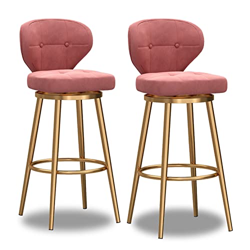 MAKAFDGAS Barhocker aus Samt mit Rückenlehne und Fußstütze, 2er-Set, Moderne Barhocker in Thekenhöhe für Küche und Hausbar, Sitzhöhe 65 cm, Pink Run Forward Atmosphere von MAKAFDGAS