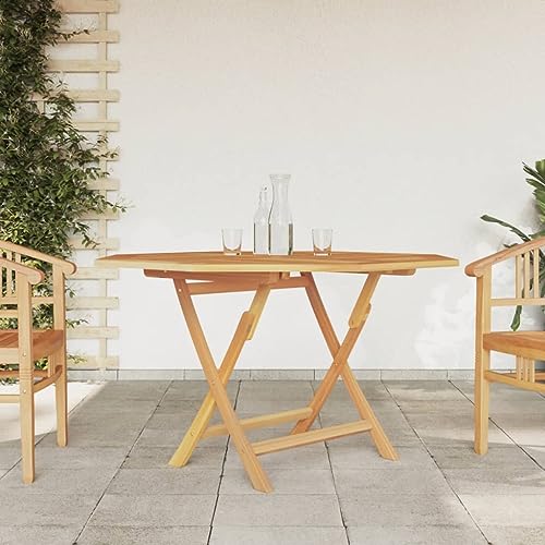 MAKAFDGAS Klappbarer Gartentisch 120 x 120 x 75 cm, Massivholz-Teakholz, Outdoor-Tisch für Balkon, Picknick, Hinterhof und Terrasse, Campingtisch, Garten-Essmöbel Atmosphere von MAKAFDGAS