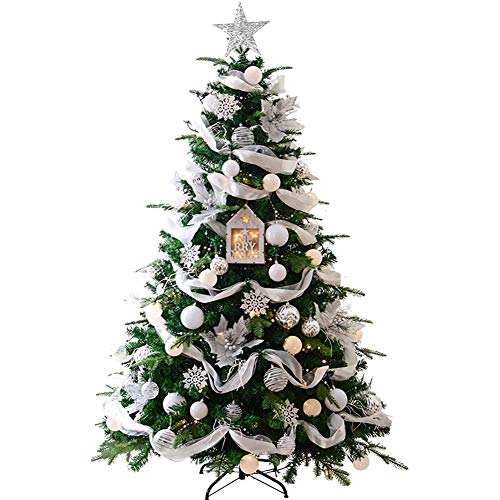 MAKAFDGAS Künstlicher, vordekorierter, realistischer, natürlicher Tannenzweig, traditionelle Weihnachtsdekoration für den Innenbereich, grüner Weihnachtsbaum mit Metallständer Atmosphere von MAKAFDGAS