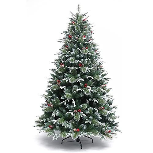 MAKAFDGAS Künstlicher Weihnachtsbaum mit Schnee, beflockt mit roten Beeren, PVC-Nadeln, aufklappbarer Weihnachtsbaum, Weihnachtskiefer-Baum-A 210cm Atmosphere von MAKAFDGAS