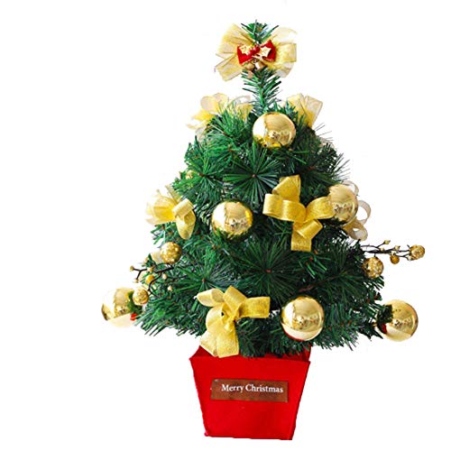 MAKAFDGAS Mini-Weihnachtsbaum, handgefertigt, Kleiner Weihnachtsbaumschmuck, Weihnachten, Schreibtisch-Dekorationsbaum, für die Einkaufsbar im Homeoffice (Höhe 45 cm) (Farbe: Gold) Atmosphere von MAKAFDGAS