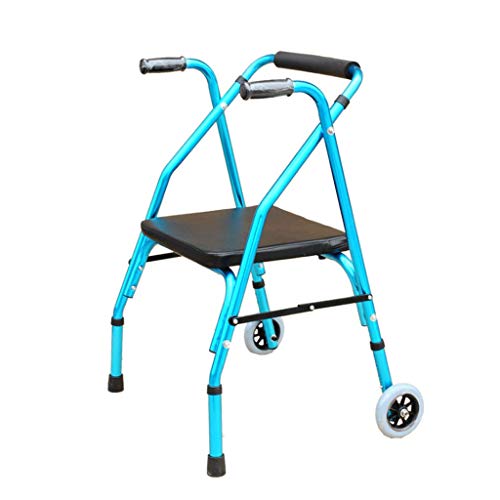 MAKAFDGAS Mobility Walker, zweirädriger Gehwagen für Pflegeheime, zusammenklappbar, Gehhilfe für Behinderte (Farbe: Blau) Atmosphere von MAKAFDGAS