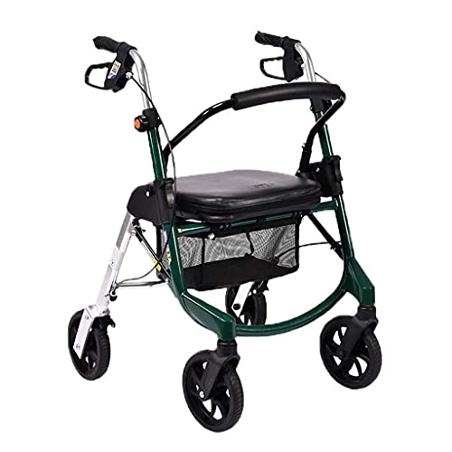 MAKAFDGAS Rollator Walker mit Doppelbremse, höhenverstellbar, 4 Räder, zusammenklappbar, Gehhilfe aus Aluminium für ältere Menschen, doppelter Komfort Atmosphere von MAKAFDGAS