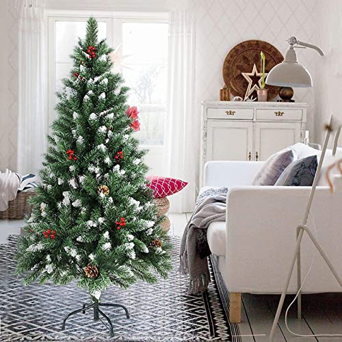 MAKAFDGAS Schneebedeckter Weihnachtsbaum, aufklappbarer Weihnachtskieferbaum mit roten Beeren, künstlicher Weihnachtskieferbaum als Weihnachtsdekoration-A 210 cm Atmosphere von MAKAFDGAS