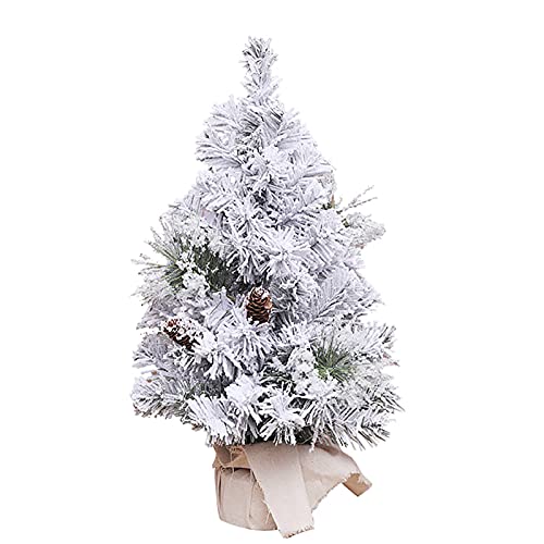 MAKAFDGAS Schneebeflockter künstlicher Tischweihnachtsbaum,Mini-künstlicher Kiefern-Weihnachtsbaumschmuck für den Innenbereich mit Sackleinen-Basis-A 60cm (24") Atmosphere von MAKAFDGAS