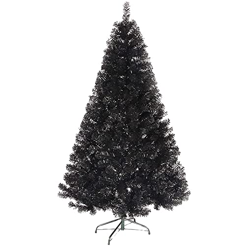 MAKAFDGAS Schwarzer Halloween-Weihnachtsbaum, Tannennadeln aus PVC, aufklappbarer Weihnachtskieferbaum mit Metallständer, unbeleuchteter künstlicher Feiertagsweihnachtsbaum - 150 cm Atmosphere von MAKAFDGAS