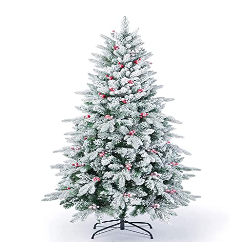 MAKAFDGAS Weihnachtsbaum, 210 cm, künstlicher Weihnachtsbaum, PVC gemischt mit PE, schneebeflockter Baum mit roten Beeren für die Feiertage, Innen- und Außenparty-Dekoration Atmosphere von MAKAFDGAS