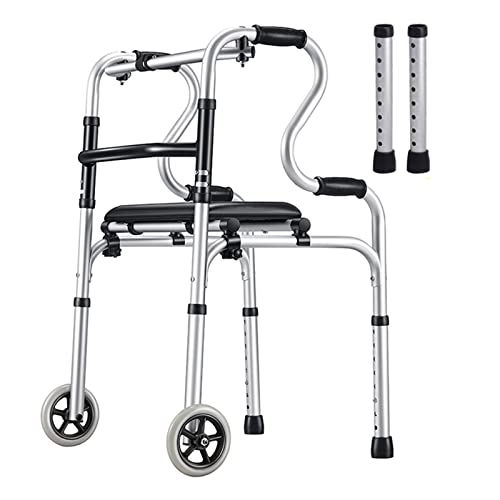 Mobility Walker, zusammenklappbarer Gehwagen für Senioren mit 2 Rädern und Sitz, leichte, höhenverstellbare Standard-Gehhilfe, zweistufige Armlehnen, Stehhilfe für den Innen- und Außenbereich (Farbe: von MAKAFDGAS