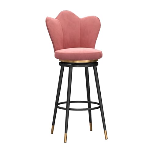 Moderne Barhocker mit niedriger Rückenlehne, mit Samt gepolsterte Barstühle mit schwarzem Metallrahmen, Barhocker in Barhöhe für Kücheninsel/Hausbar/Pub, Sitzhöhe 65 cm, Rosa, 1 STK. Vorwärts laufen von MAKAFDGAS