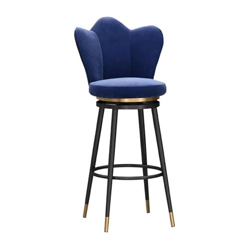 Moderne Barhocker mit niedriger Rückenlehne, mit Samt gepolsterte Barstühle mit schwarzem Metallrahmen, Barhocker in Barhöhe für Kücheninsel/Hausbar/Pub, Sitzhöhe 75 cm, Blau, 1 STK. Vorwärts laufen von MAKAFDGAS